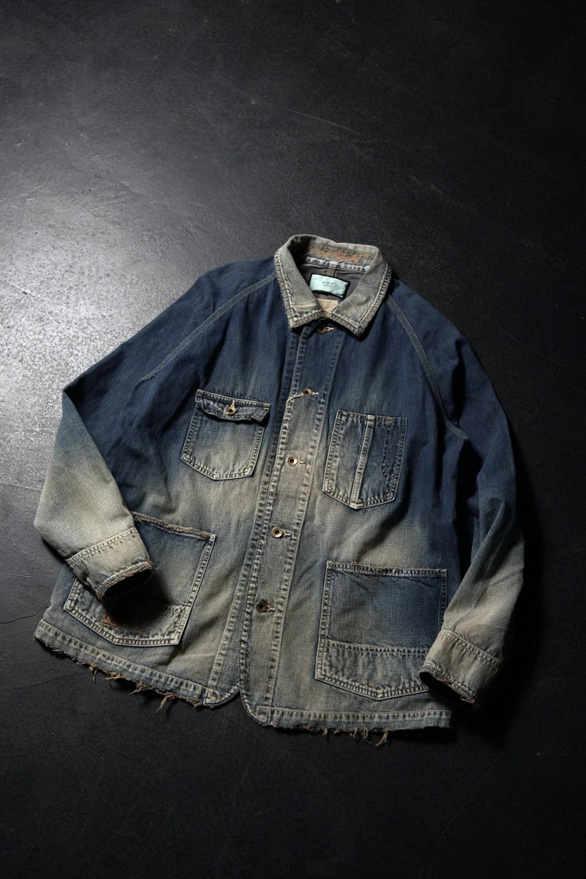 FULLCOUNT x N/07 exclusive COVER ALL JACKET / 10.5oz Zimbabwe Denim (INDIGO BLUE / EFFECTED) - Image 22