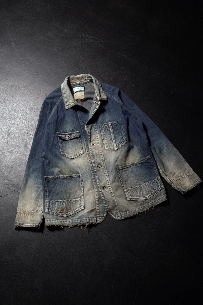 FULLCOUNT x N/07 exclusive COVER ALL JACKET / 10.5oz Zimbabwe Denim (INDIGO BLUE / EFFECTED) - Image 24