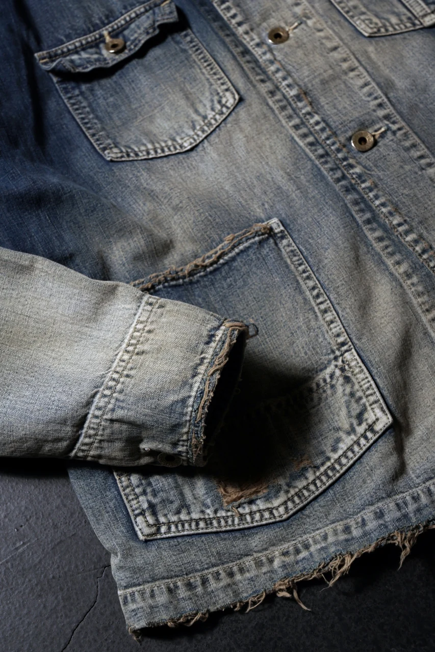FULLCOUNT x N/07 exclusive COVER ALL JACKET / 10.5oz Zimbabwe Denim (INDIGO BLUE / EFFECTED) - Image 26