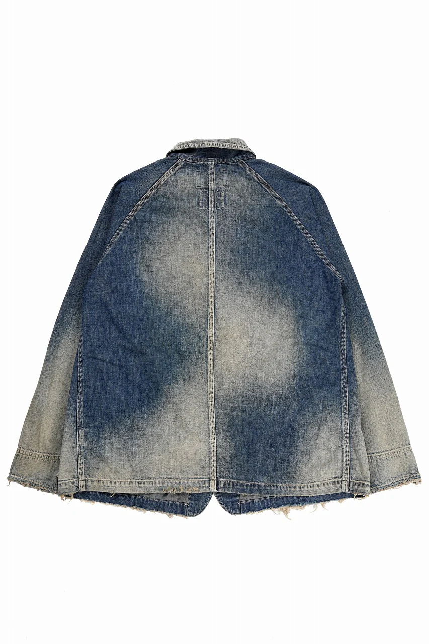 FULLCOUNT x N/07 exclusive COVER ALL JACKET / 10.5oz Zimbabwe Denim (INDIGO BLUE / EFFECTED) - Image 4