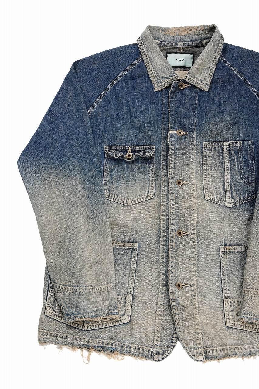 FULLCOUNT x N/07 exclusive COVER ALL JACKET / 10.5oz Zimbabwe Denim (INDIGO BLUE / EFFECTED) - Image 6