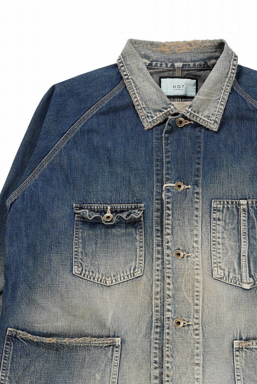 FULLCOUNT x N/07 exclusive COVER ALL JACKET / 10.5oz Zimbabwe Denim (INDIGO BLUE / EFFECTED) - Image 7