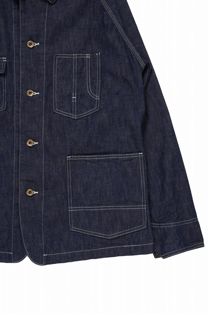 FULLCOUNT x N/07 exclusive COVER ALL JACKET / 10.5oz Zimbabwe Denim (INDIGO BLUE / ONE WASHED) - Image 11