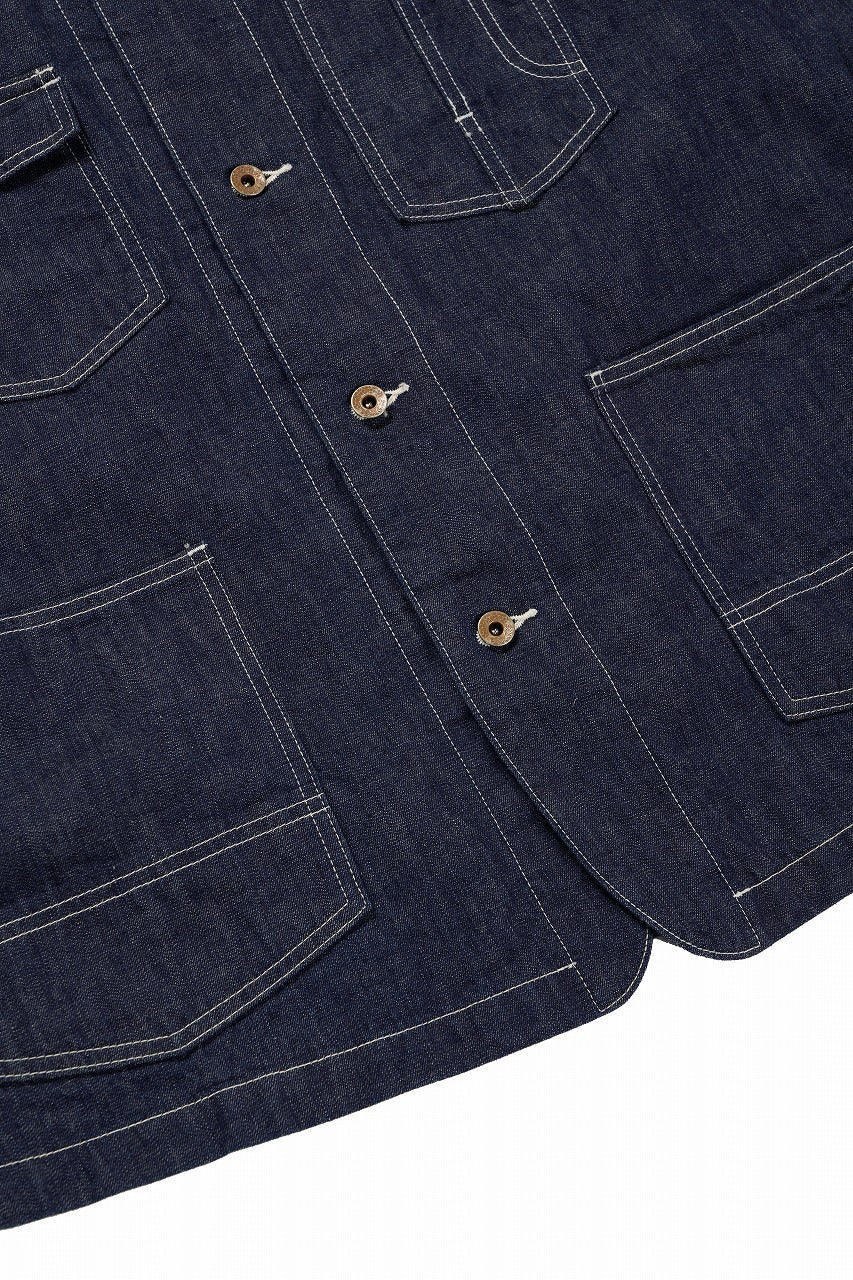 FULLCOUNT x N/07 exclusive COVER ALL JACKET / 10.5oz Zimbabwe Denim (INDIGO BLUE / ONE WASHED) - Image 14