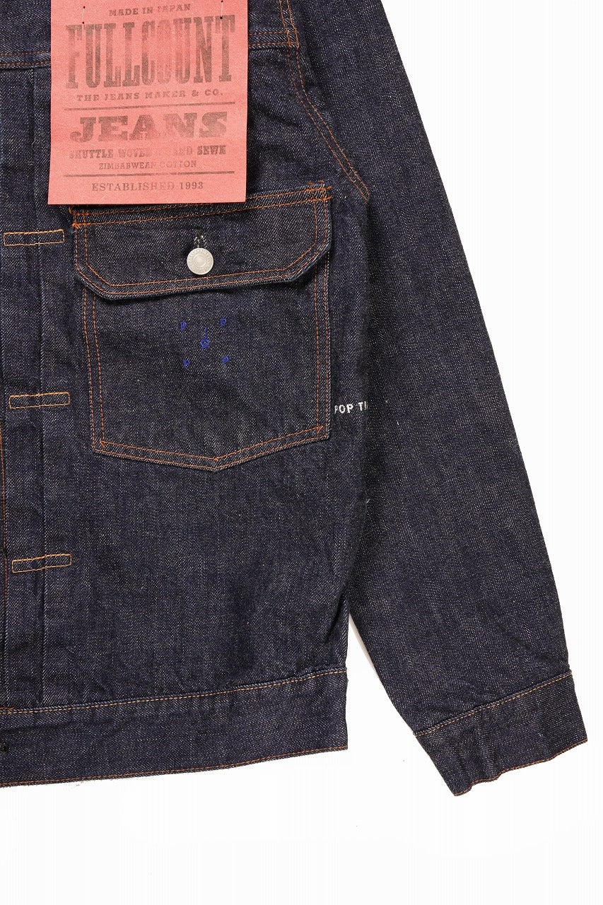 FULLCOUNT x POP TRADING COMPANY Type2 Jean Jacket / 13.7oz Zimbabwe Selvedge Denim (INDIGO BLUE) - Image 4