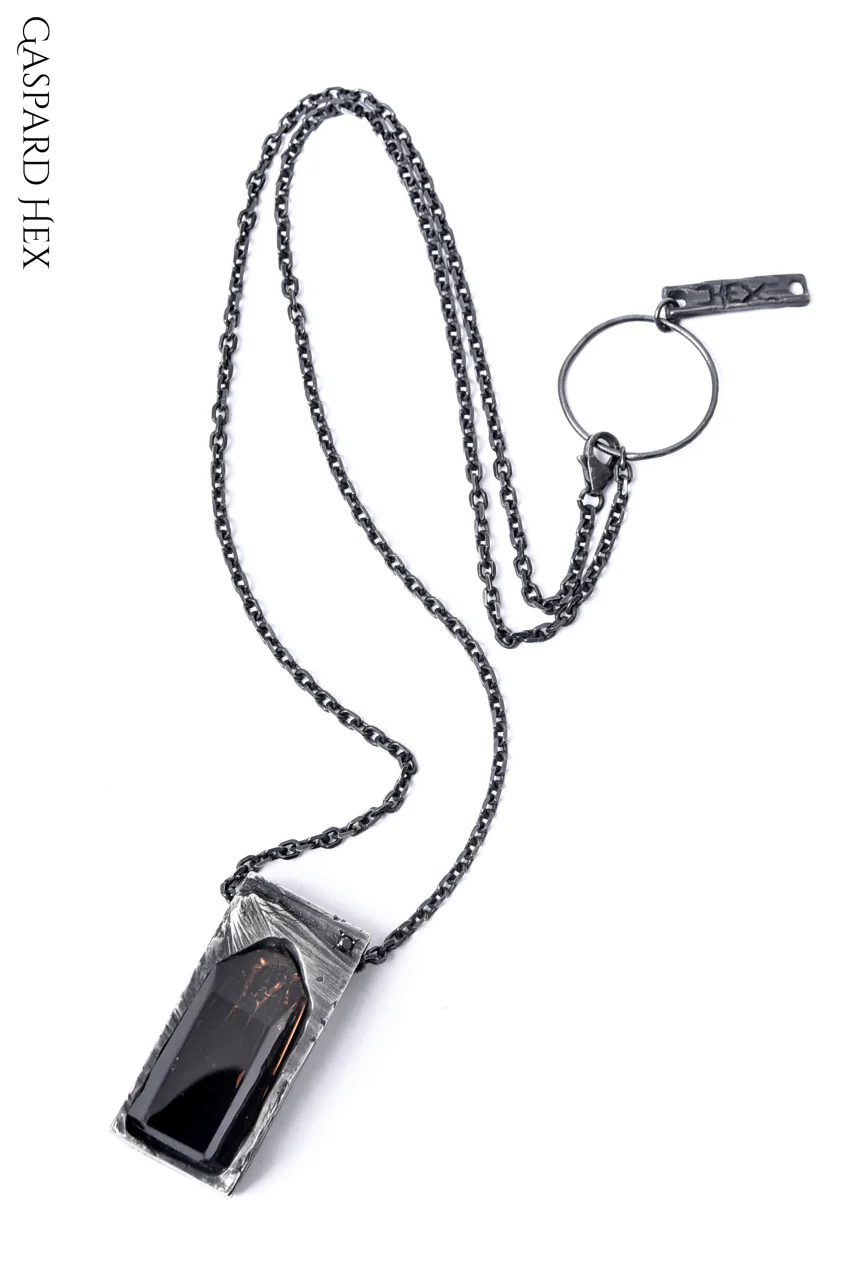 GASPARD HEX Quartz Inclusion Pendant XL with Black Diamond
