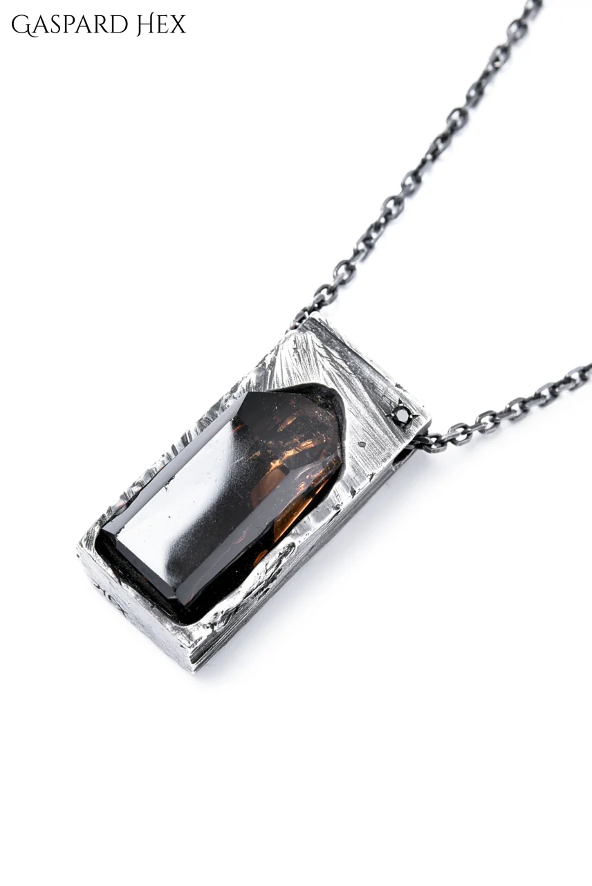 GASPARD HEX Quartz Inclusion Pendant XL with Black Diamond - Image 2