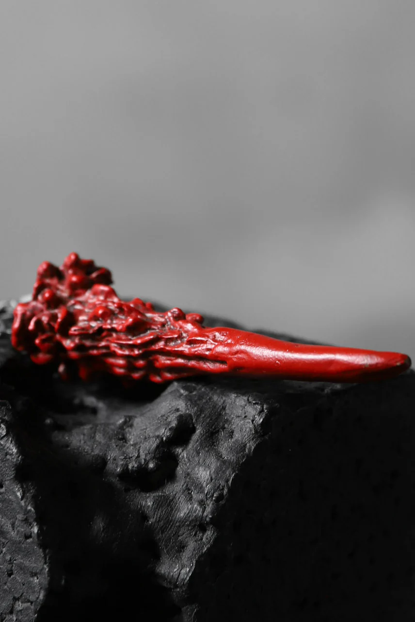 GASPARD HEX Small Horn bronze with red coating / 60cm chain - Image 11