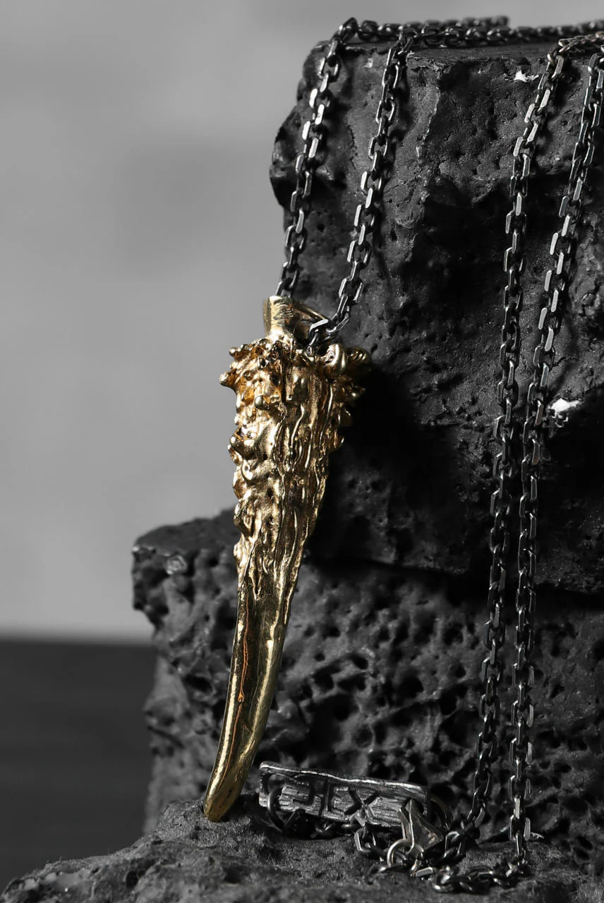 GASPARD HEX Small Horn gold plated bronze / 70cm chain - Image 7