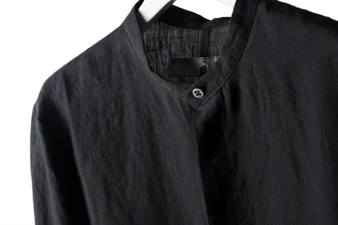 Hannibal. Band Collar Half Front Button Shirt (NIGHT) - Image 11