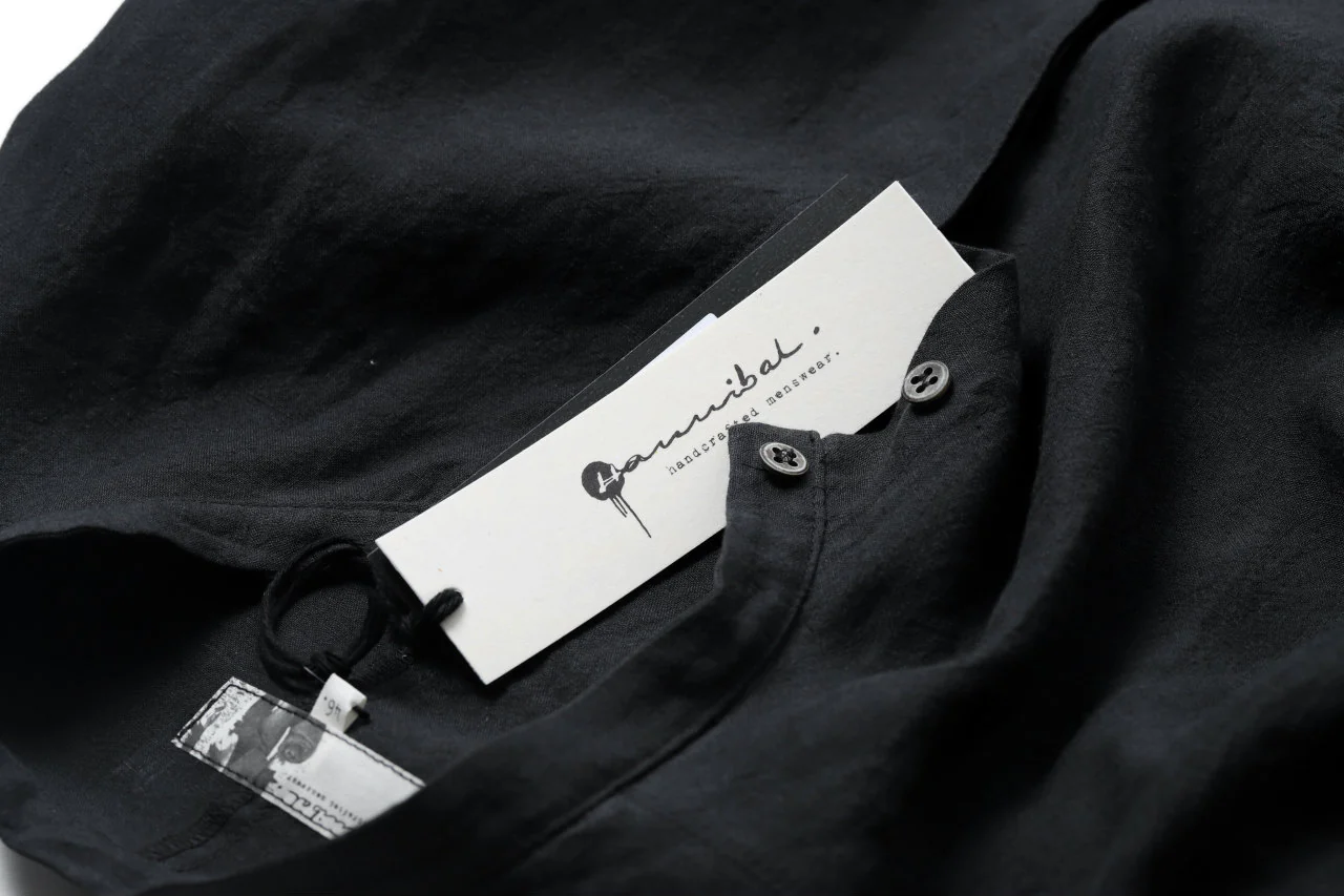 Hannibal. Band Collar Half Front Button Shirt (NIGHT) - Image 12