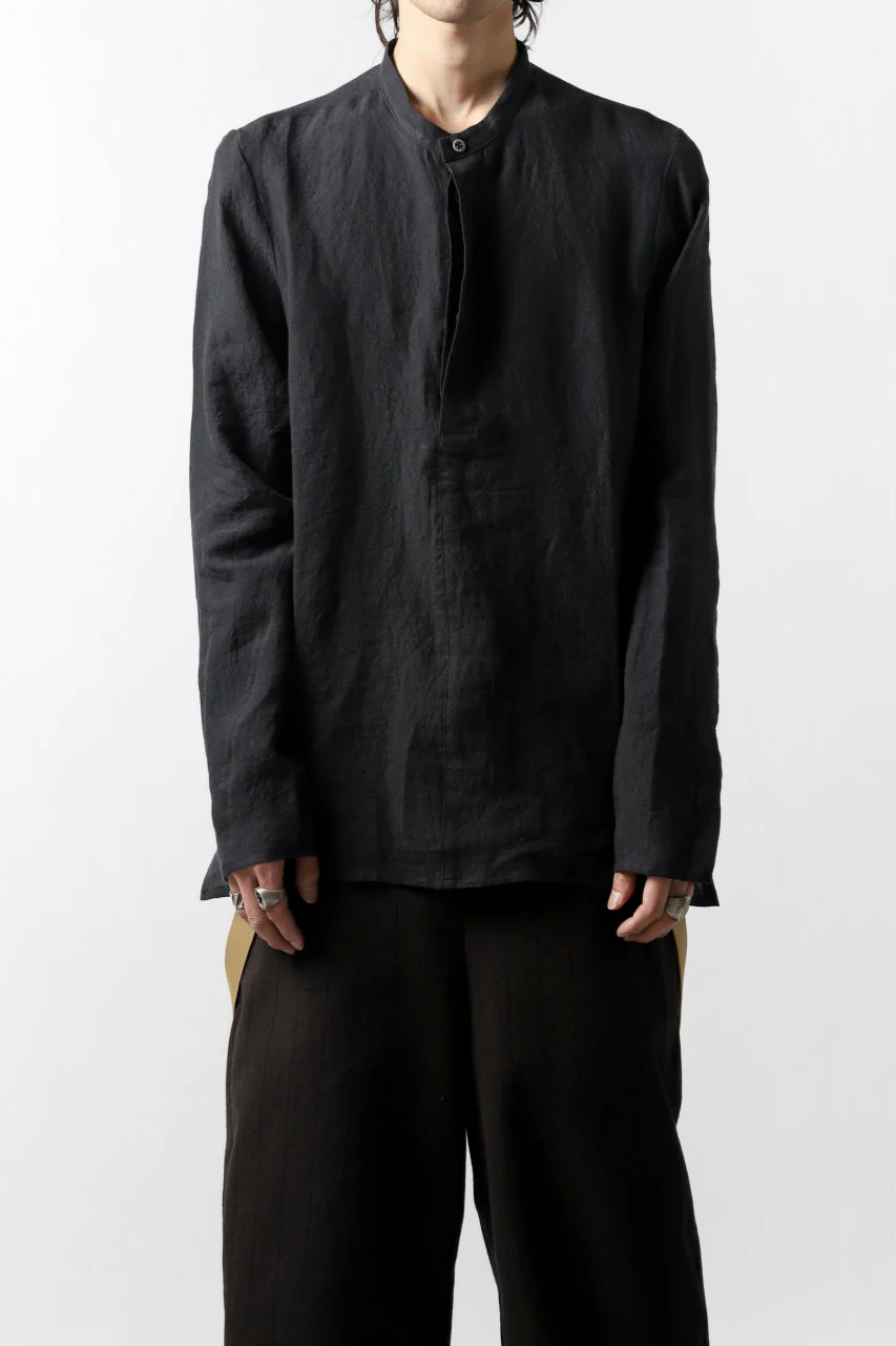 Hannibal. Band Collar Half Front Button Shirt (NIGHT) - Image 13
