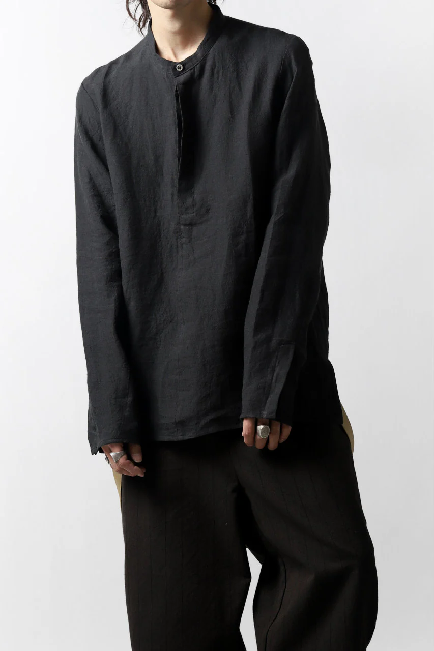 Hannibal. Band Collar Half Front Button Shirt (NIGHT) - Image 14
