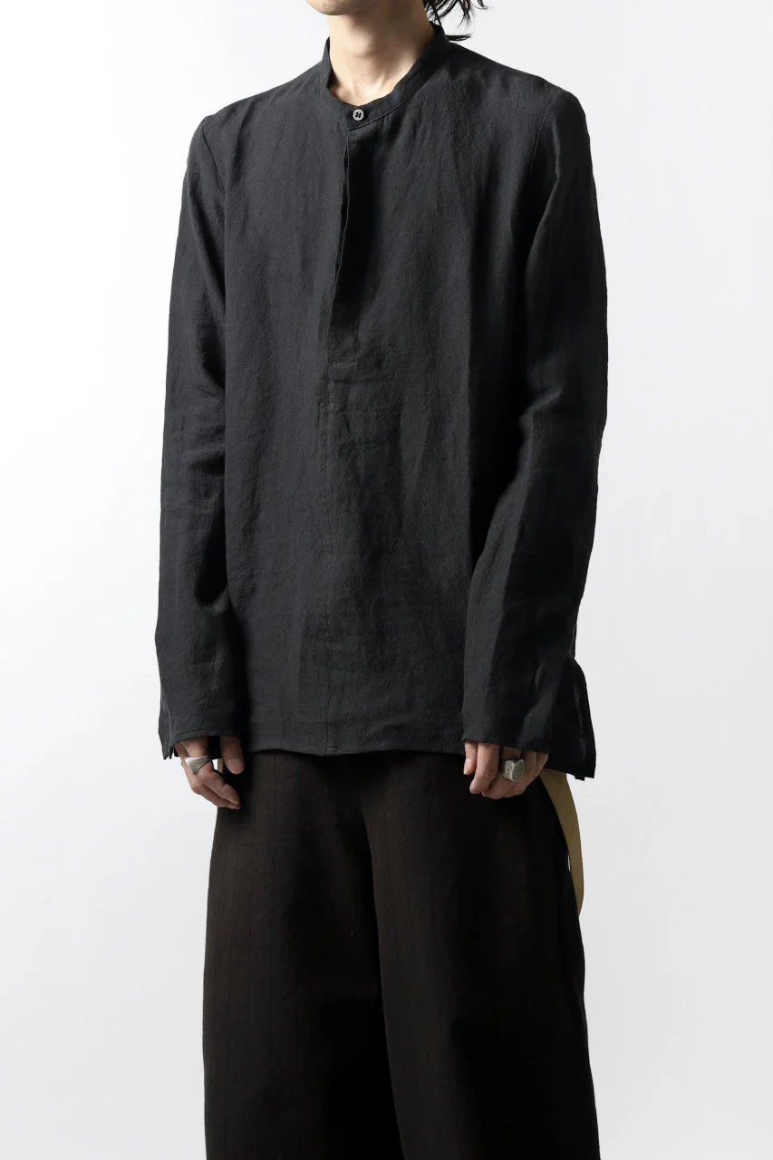 Hannibal. Band Collar Half Front Button Shirt (NIGHT) - Image 16