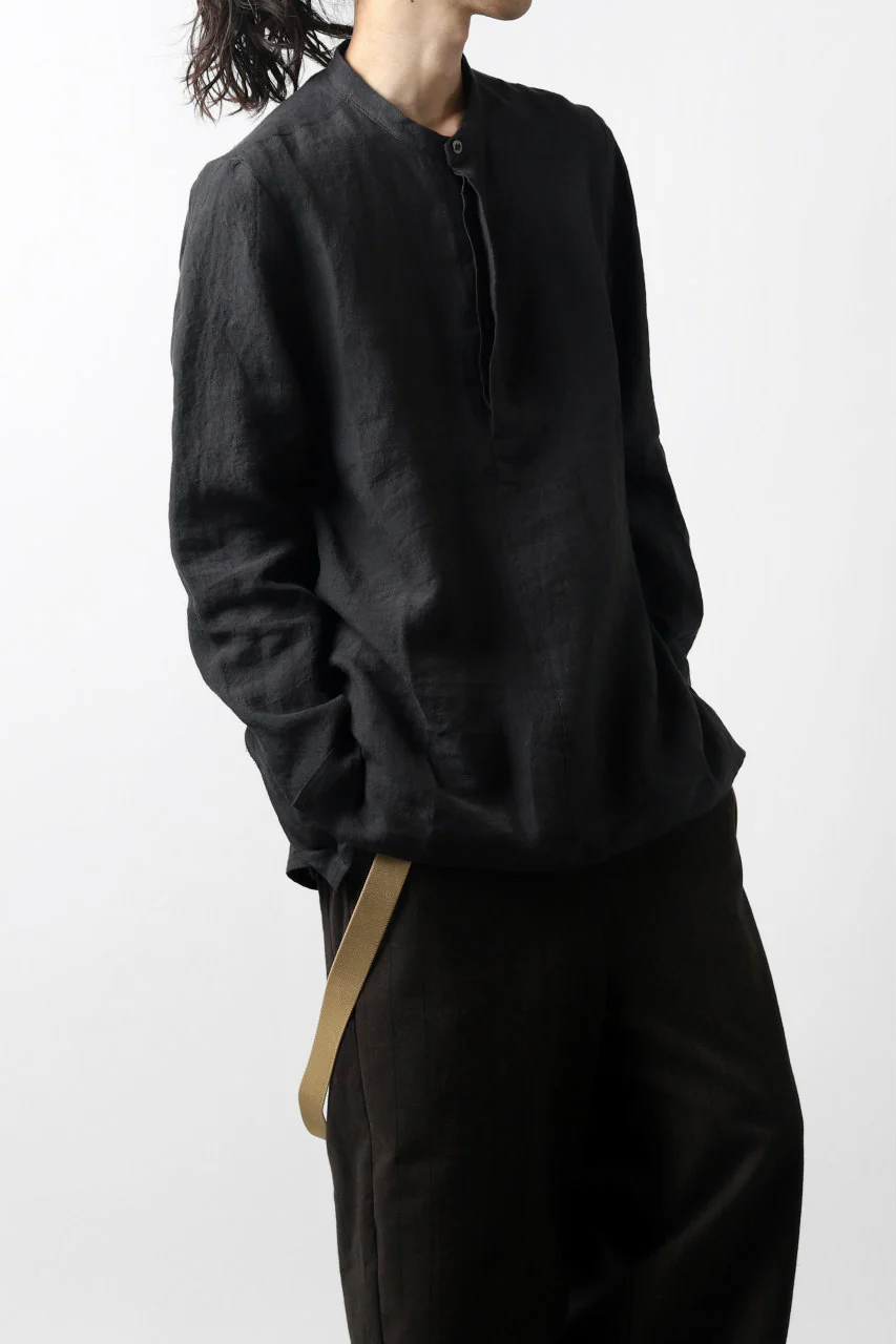 Hannibal. Band Collar Half Front Button Shirt (NIGHT) - Image 17