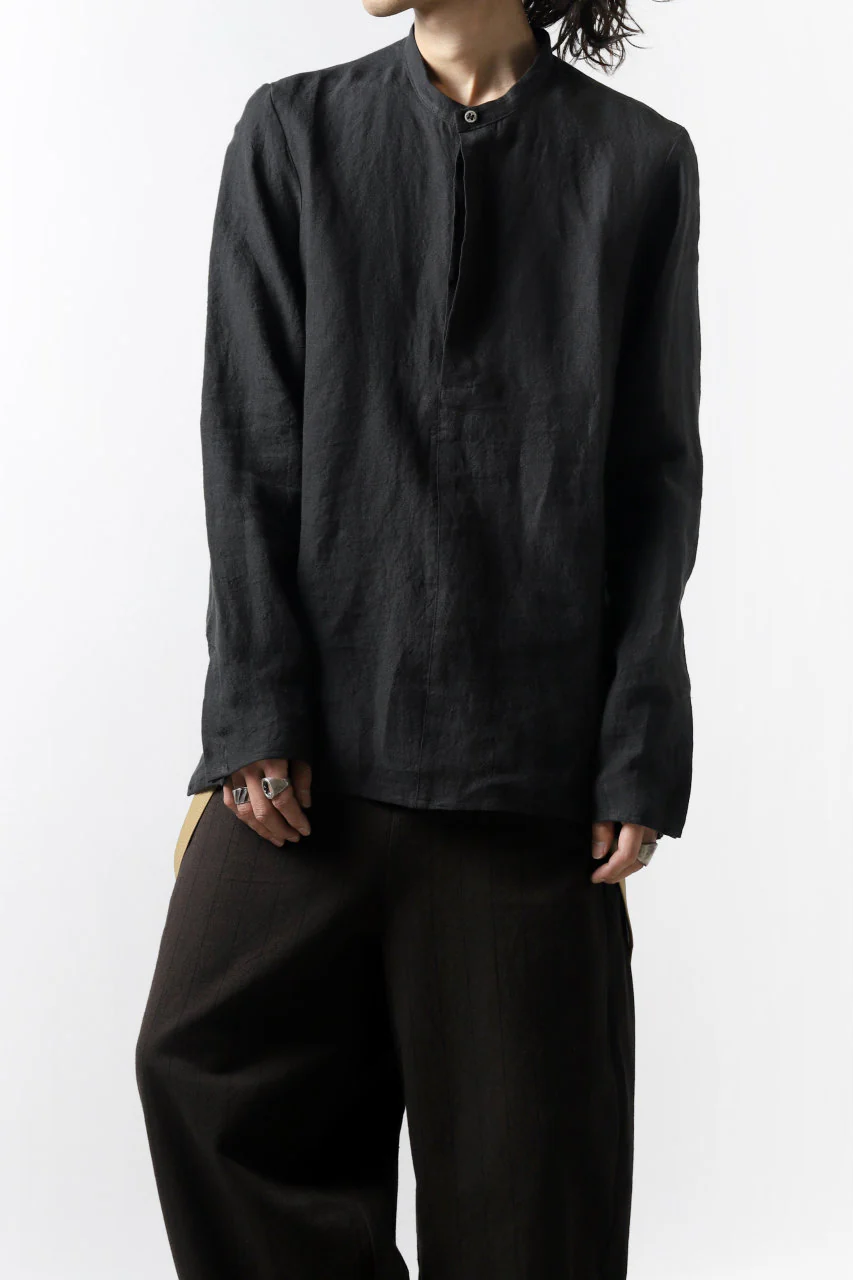 Hannibal. Band Collar Half Front Button Shirt (NIGHT) - Image 18