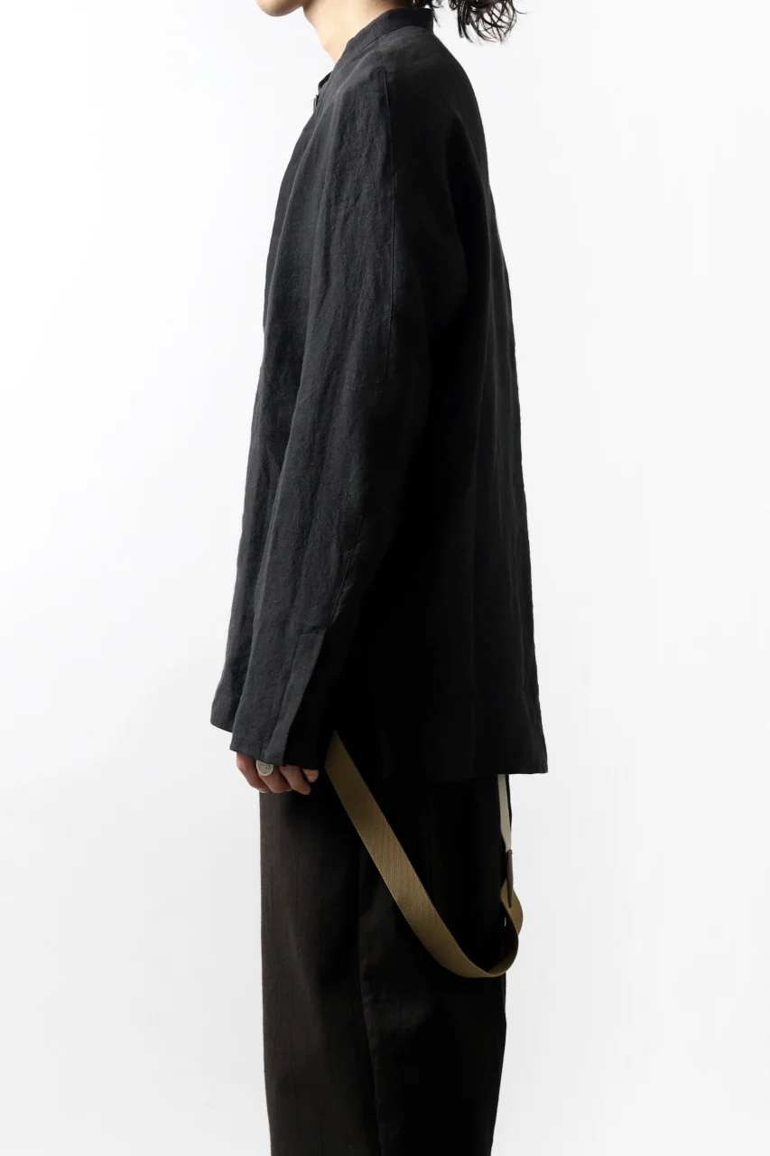 Hannibal. Band Collar Half Front Button Shirt (NIGHT) - Image 19
