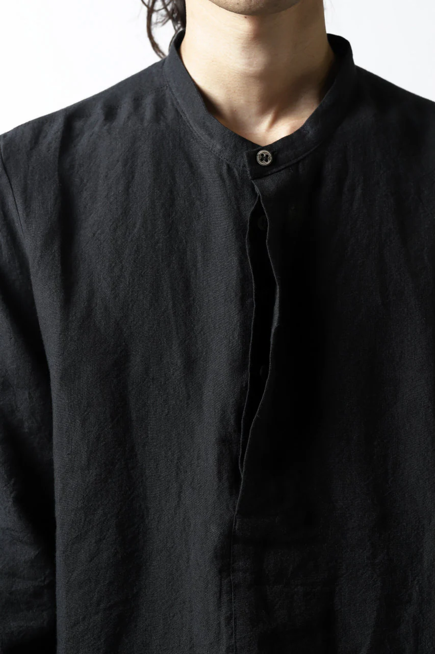 Hannibal. Band Collar Half Front Button Shirt (NIGHT) - Image 21