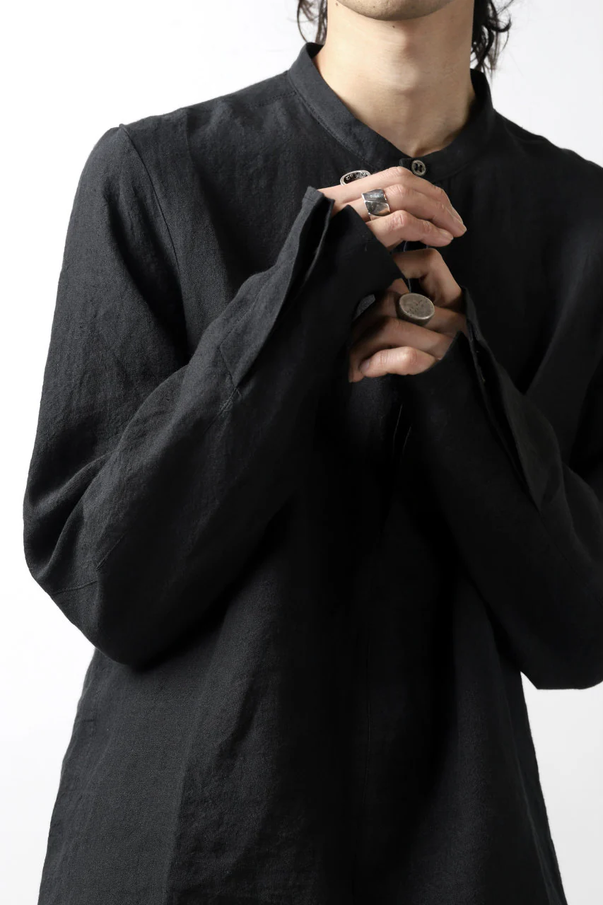Hannibal. Band Collar Half Front Button Shirt (NIGHT) - Image 22