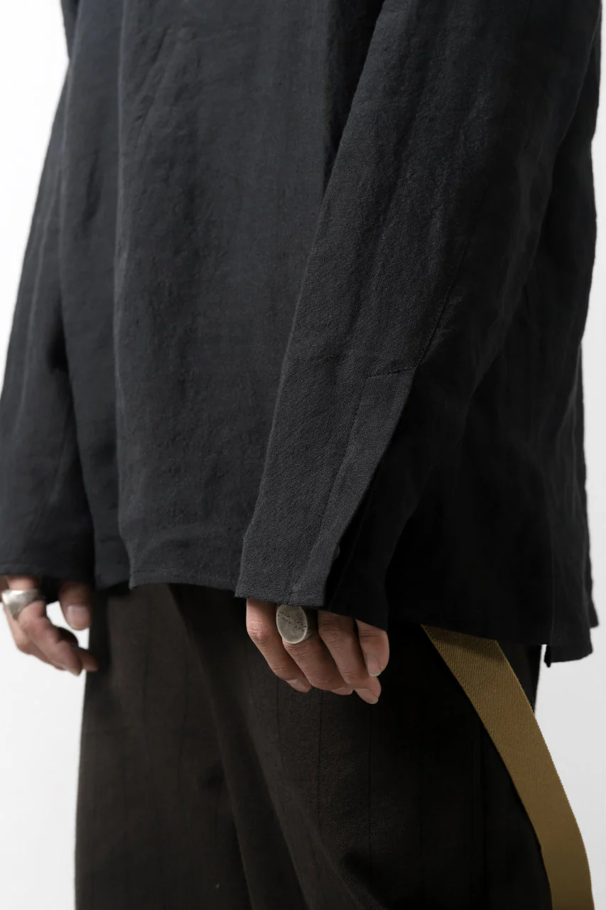 Hannibal. Band Collar Half Front Button Shirt (NIGHT) - Image 24