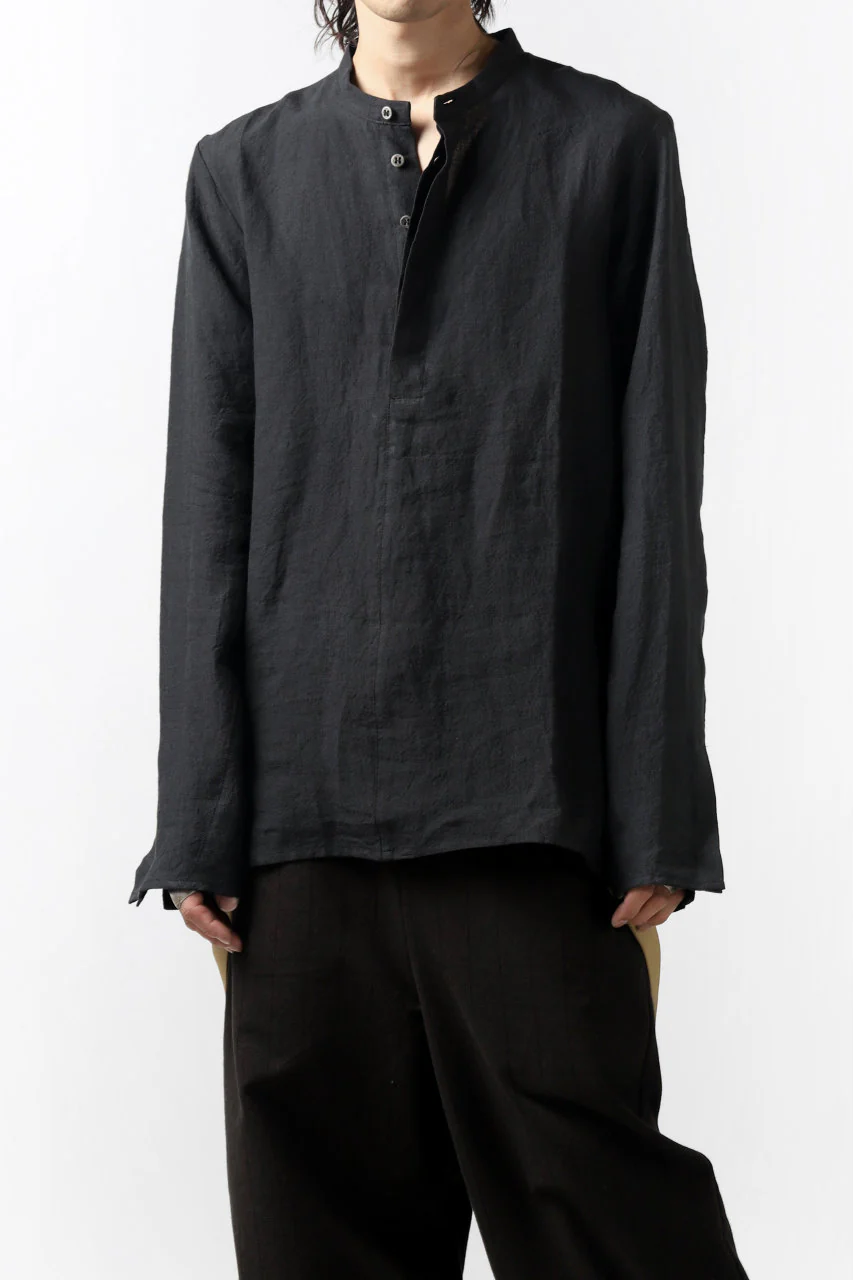 Hannibal. Band Collar Half Front Button Shirt (NIGHT) - Image 25