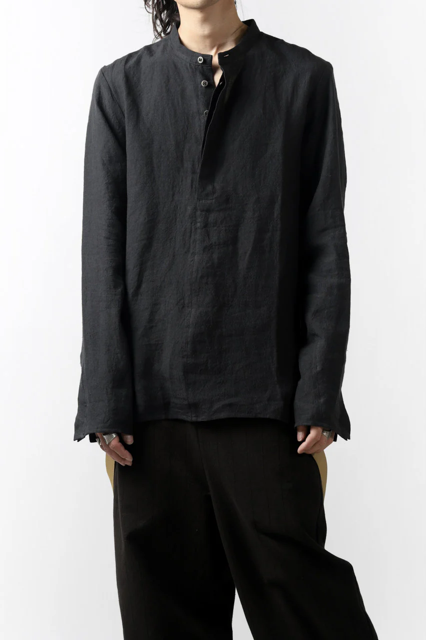 Hannibal. Band Collar Half Front Button Shirt (NIGHT) - Image 26
