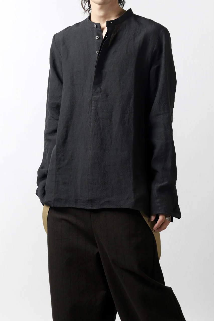 Hannibal. Band Collar Half Front Button Shirt (NIGHT) - Image 27