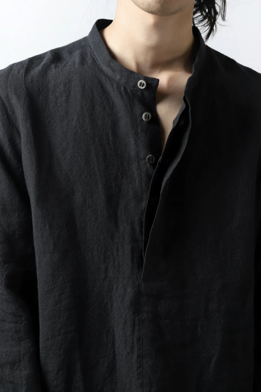 Hannibal. Band Collar Half Front Button Shirt (NIGHT) - Image 29