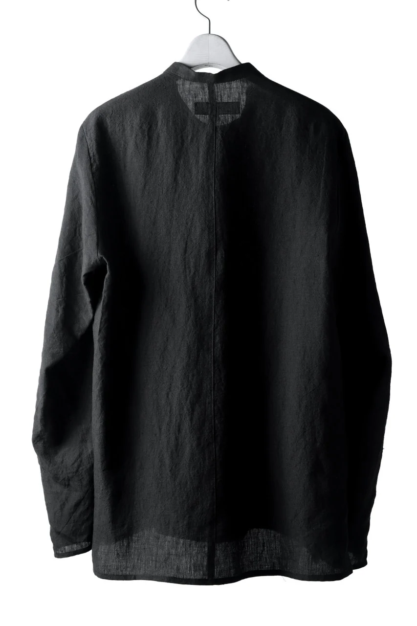 Hannibal. Band Collar Half Front Button Shirt (NIGHT) - Image 3