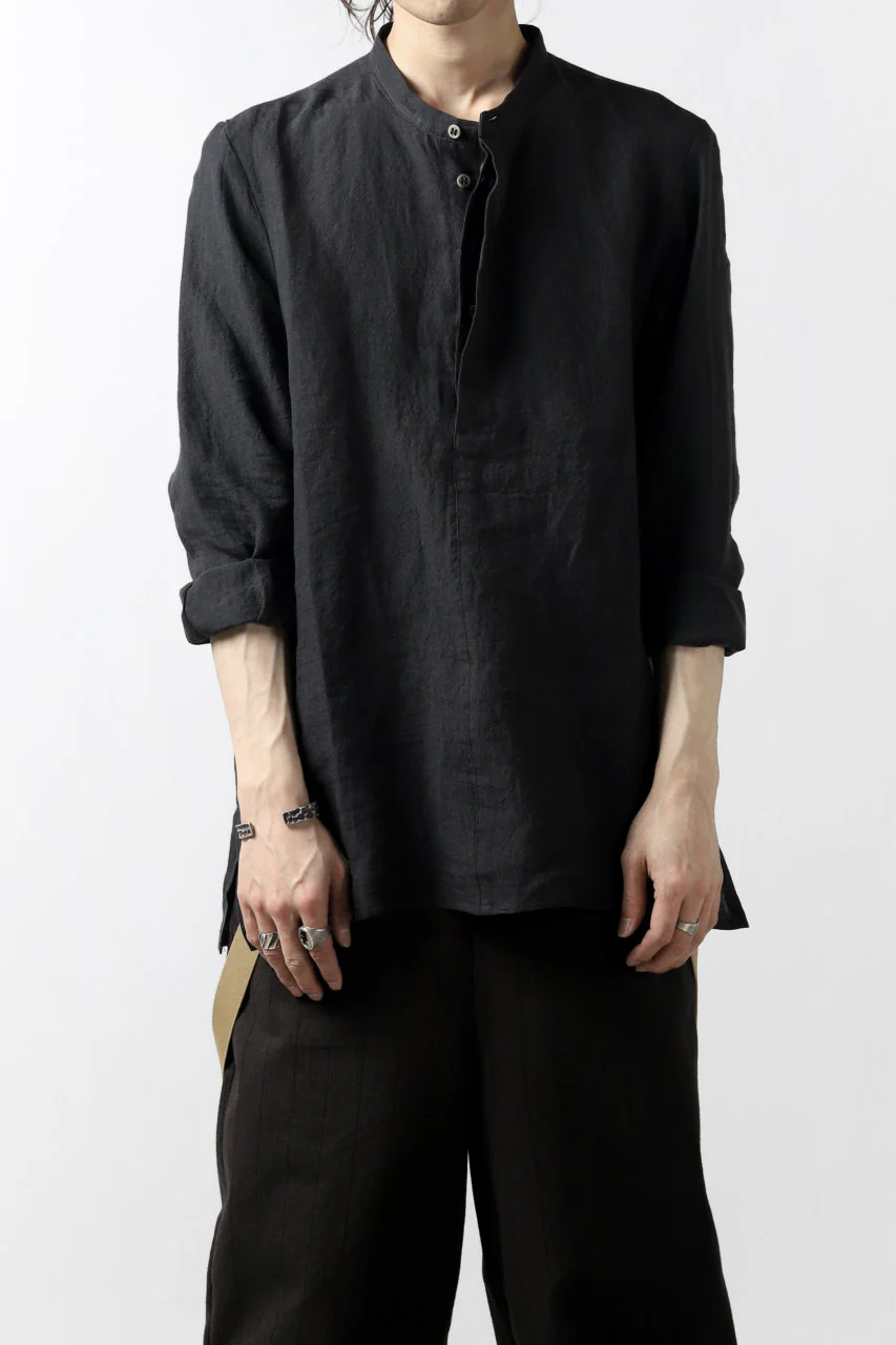Hannibal. Band Collar Half Front Button Shirt (NIGHT) - Image 30