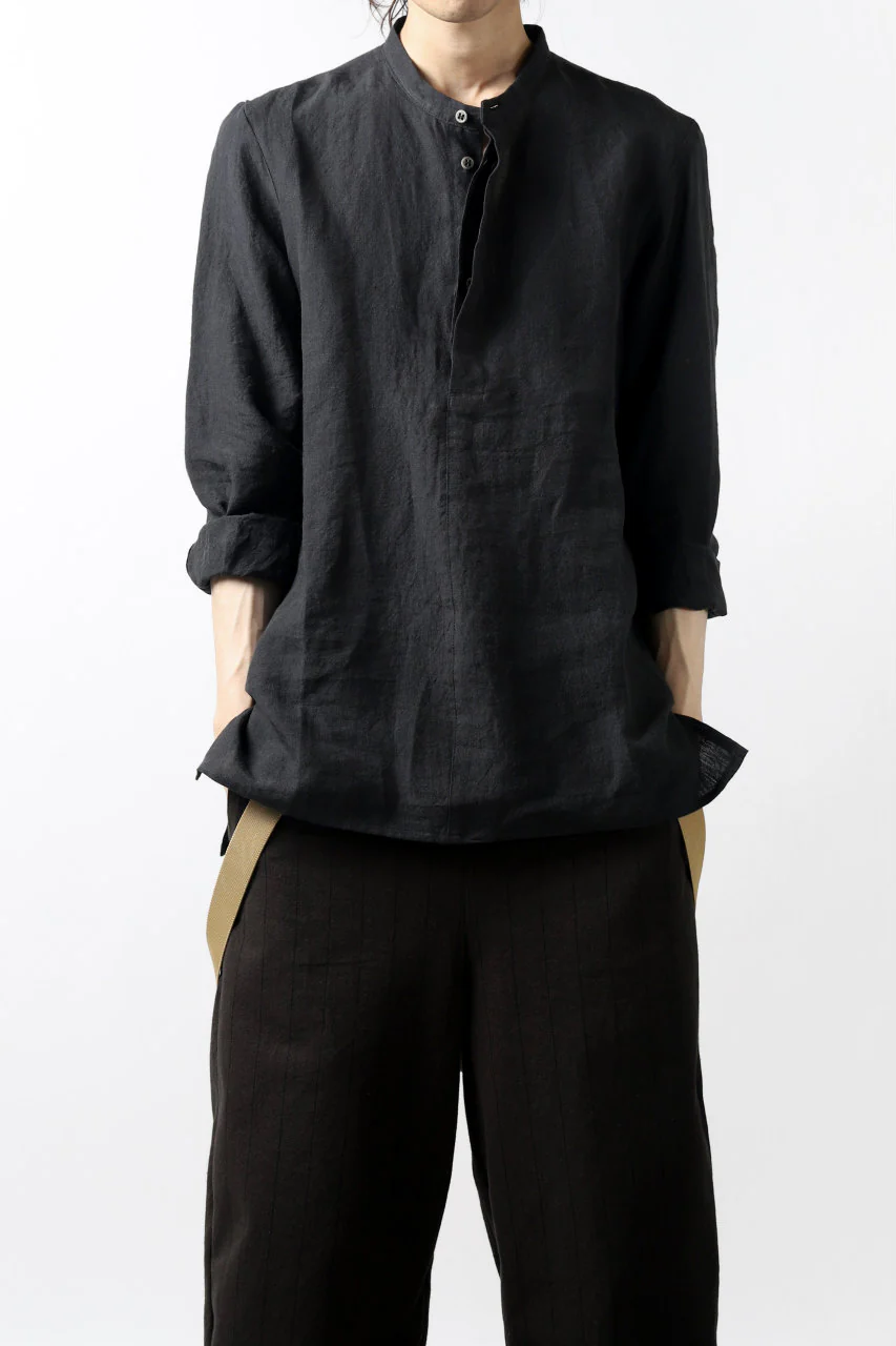 Hannibal. Band Collar Half Front Button Shirt (NIGHT) - Image 31