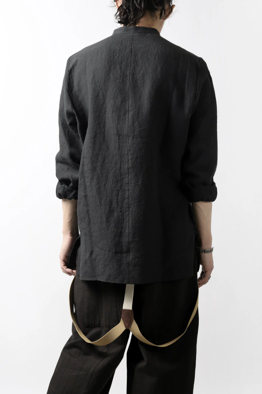 Hannibal. Band Collar Half Front Button Shirt (NIGHT) - Image 33