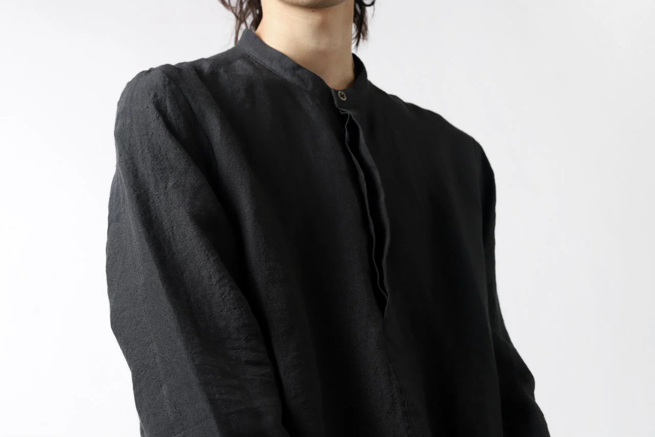 Hannibal. Band Collar Half Front Button Shirt (NIGHT) - Image 34