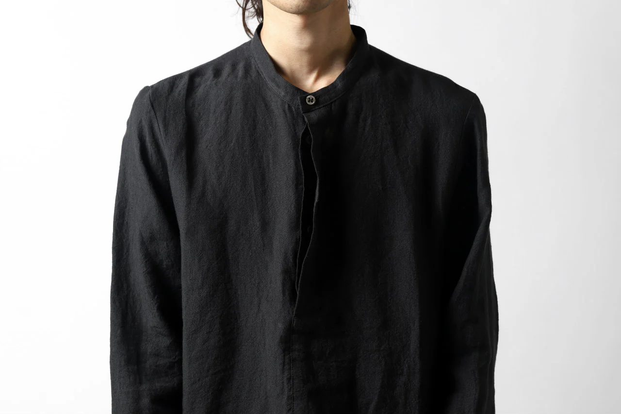 Hannibal. Band Collar Half Front Button Shirt (NIGHT) - Image 35