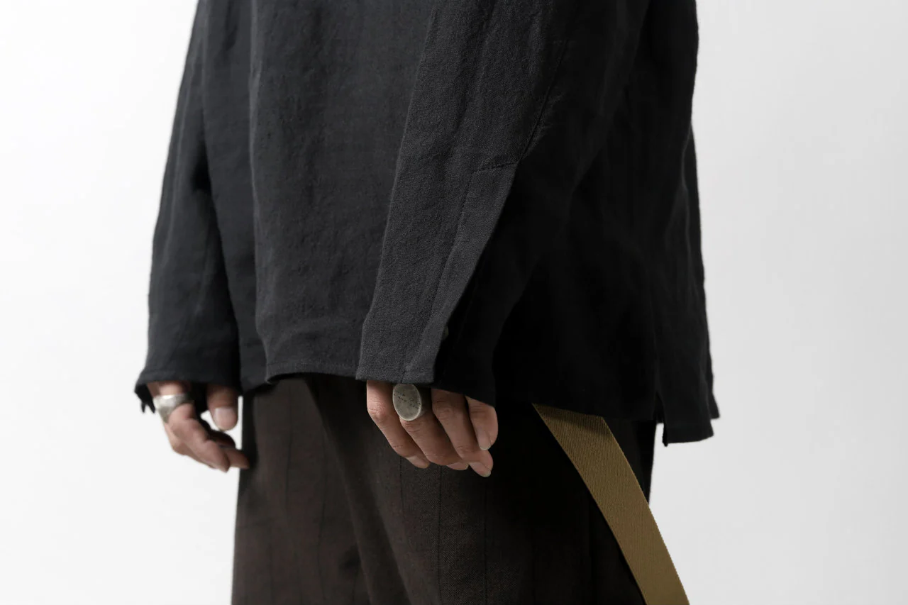 Hannibal. Band Collar Half Front Button Shirt (NIGHT) - Image 37