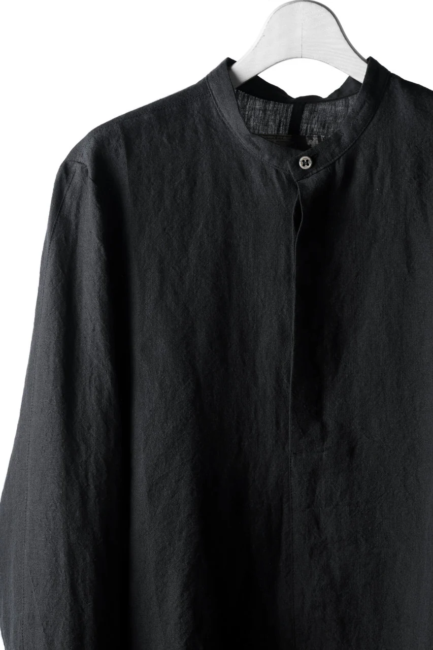 Hannibal. Band Collar Half Front Button Shirt (NIGHT) - Image 4