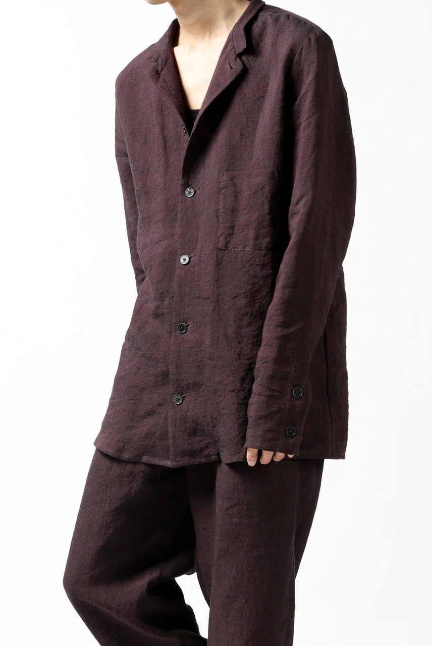 Hannibal. Short Stand Collar Shirt / pierre 122. (BURGUNDY) - Image 20