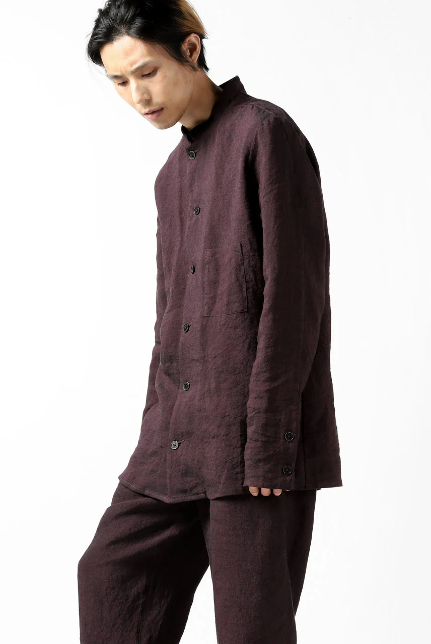 Hannibal. Short Stand Collar Shirt / pierre 122. (BURGUNDY) - Image 21