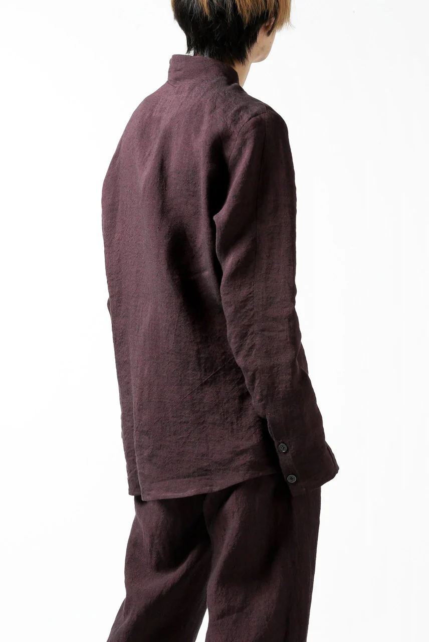 Hannibal. Short Stand Collar Shirt / pierre 122. (BURGUNDY) - Image 22