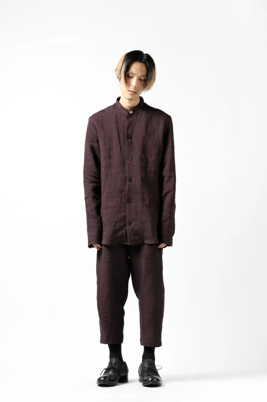 Hannibal. Short Stand Collar Shirt / pierre 122. (BURGUNDY) - Image 24