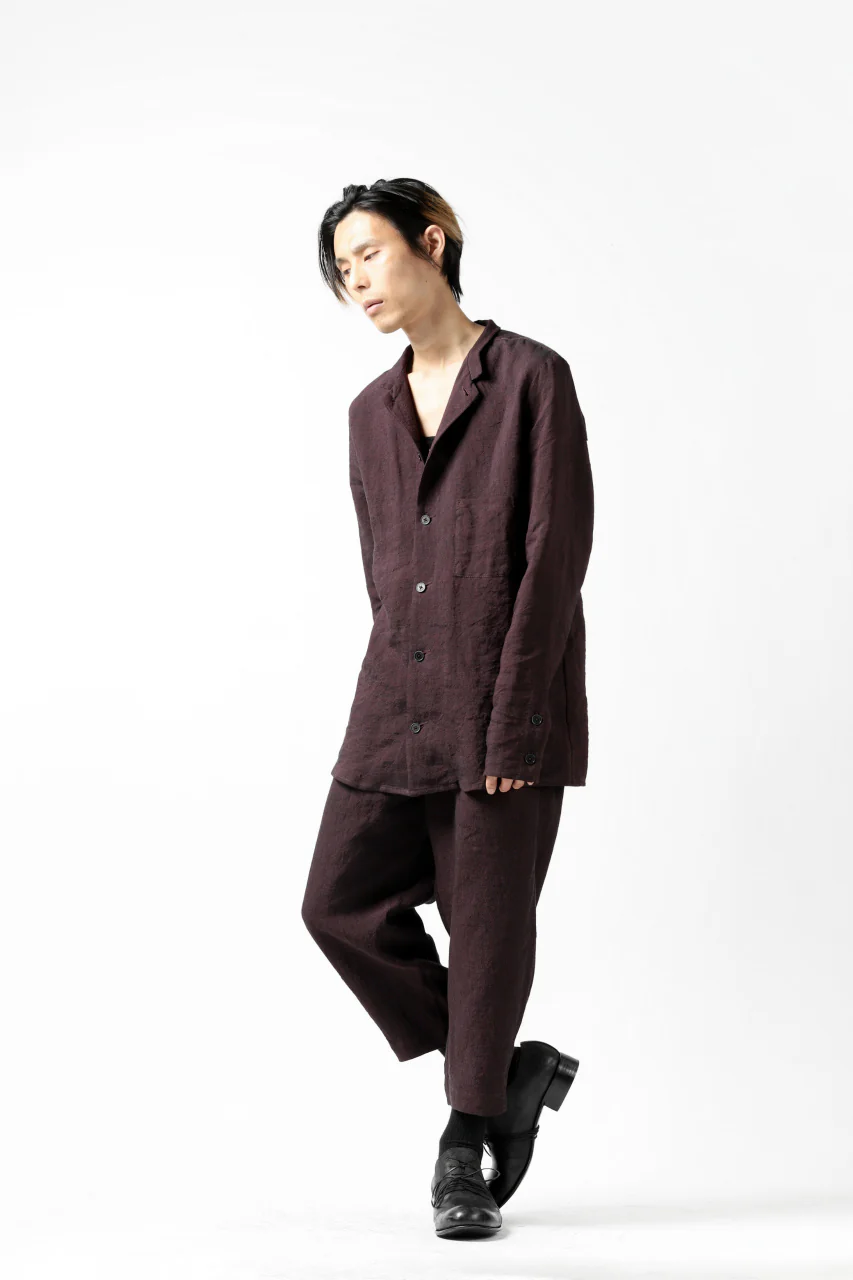 Hannibal. Short Stand Collar Shirt / pierre 122. (BURGUNDY) - Image 27