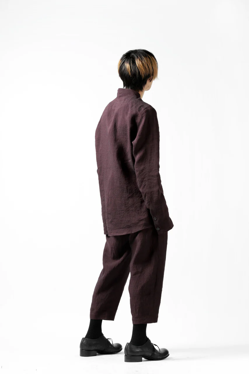 Hannibal. Short Stand Collar Shirt / pierre 122. (BURGUNDY) - Image 29