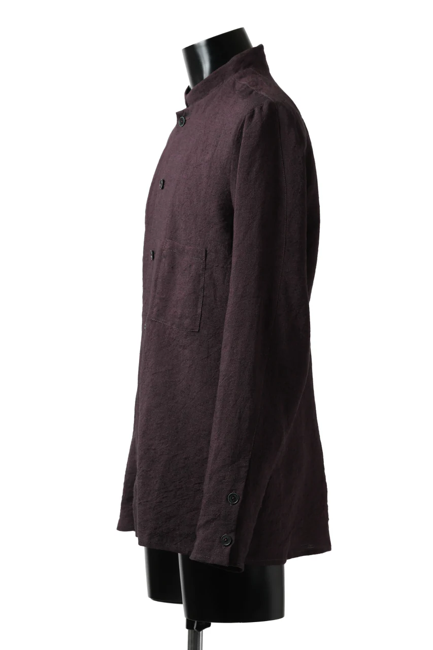 Hannibal. Short Stand Collar Shirt / pierre 122. (BURGUNDY) - Image 3