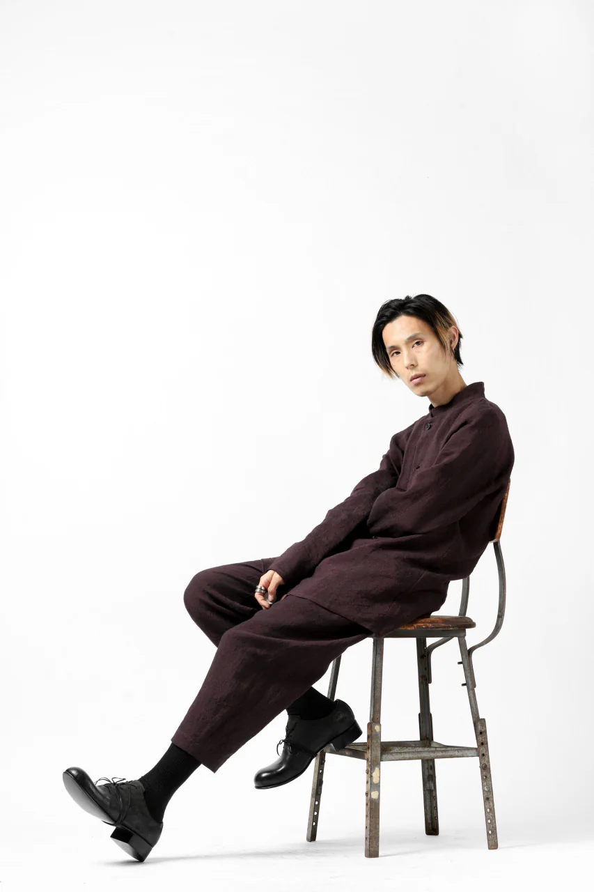 Hannibal. Short Stand Collar Shirt / pierre 122. (BURGUNDY) - Image 31