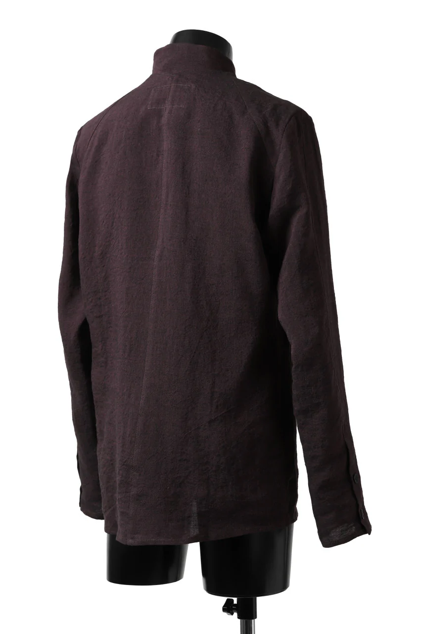Hannibal. Short Stand Collar Shirt / pierre 122. (BURGUNDY) - Image 5