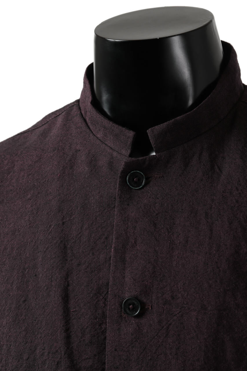Hannibal. Short Stand Collar Shirt / pierre 122. (BURGUNDY) - Image 9