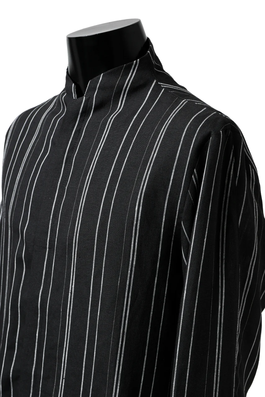 Hannibal. Stand Collar Shirt / Jorma 126. (BLACK STRIPED) - Image 10
