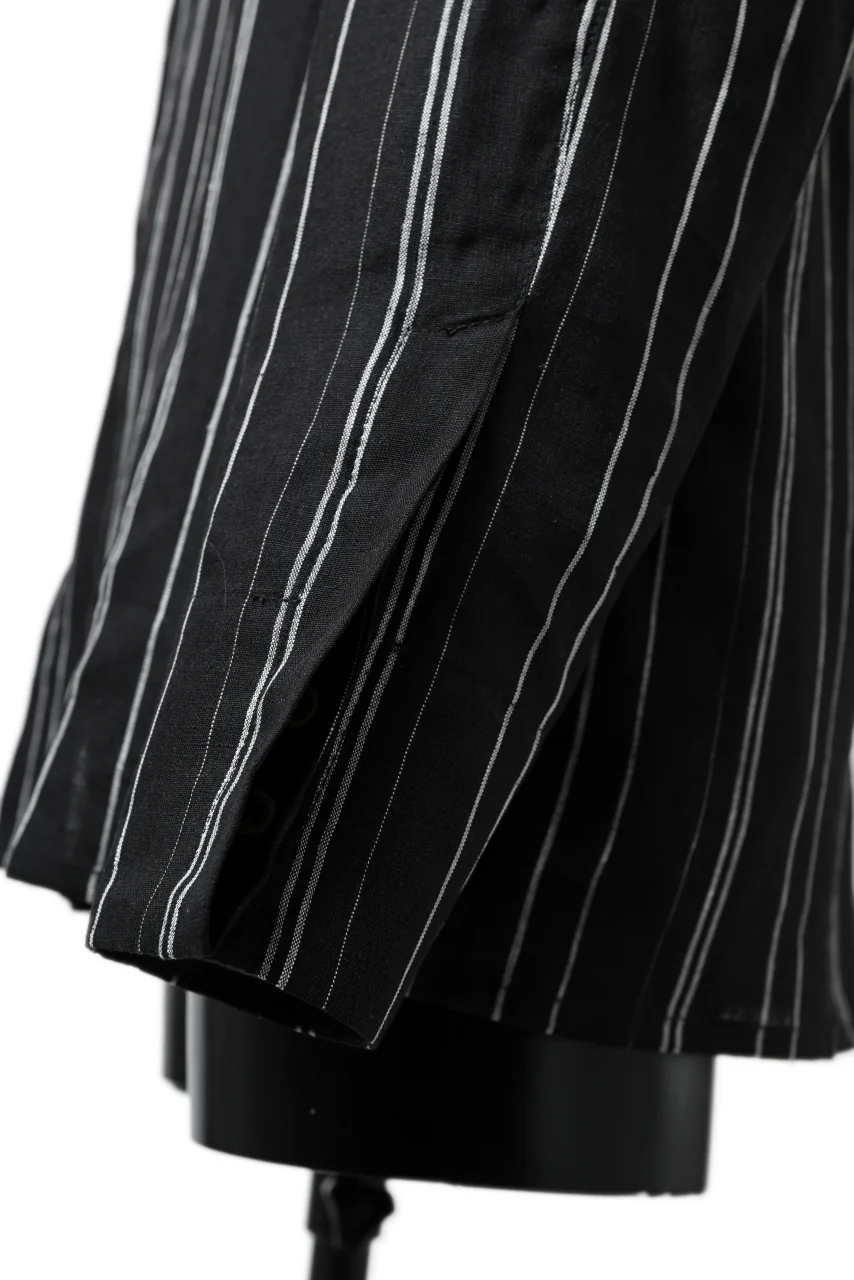 Hannibal. Stand Collar Shirt / Jorma 126. (BLACK STRIPED) - Image 11