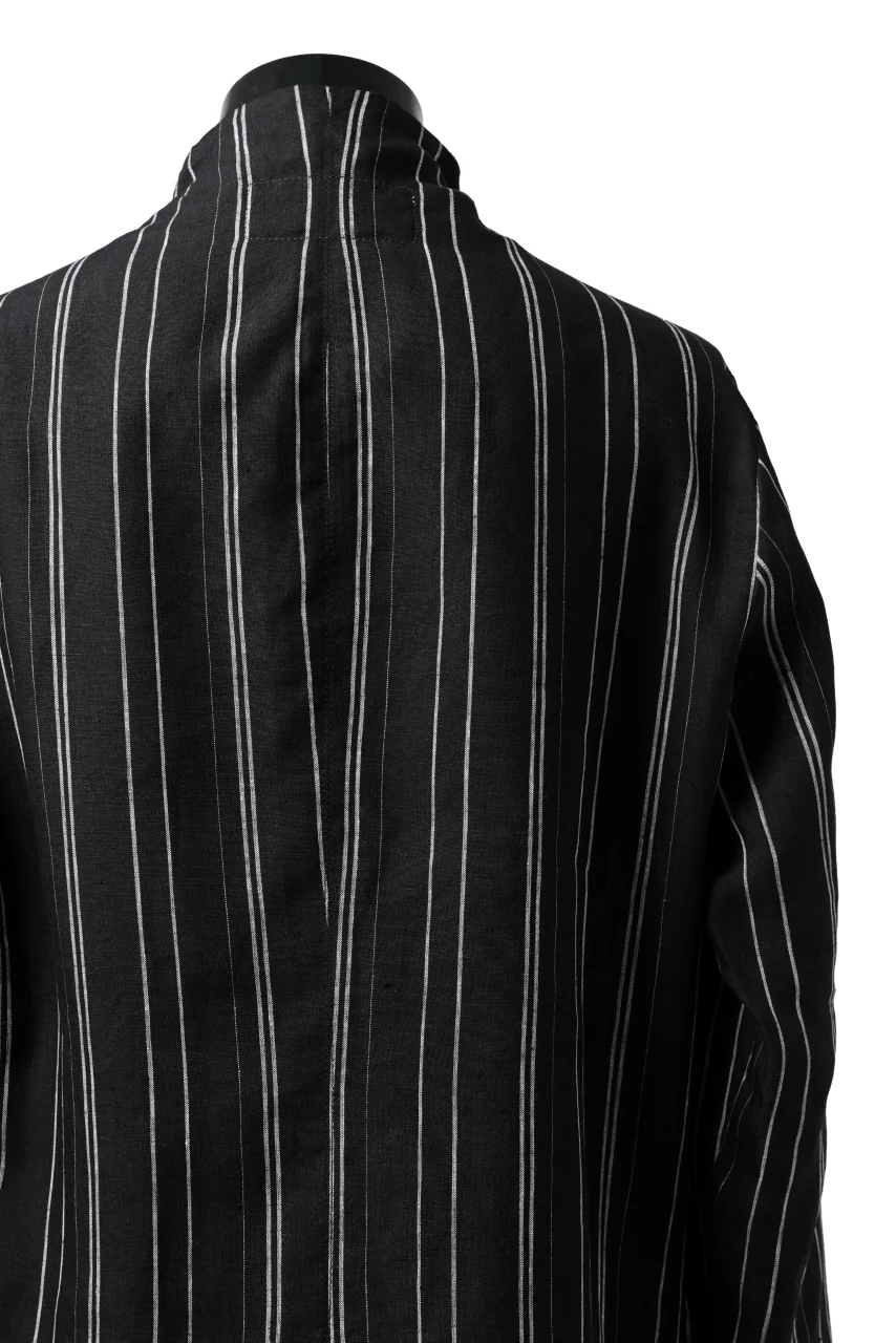 Hannibal. Stand Collar Shirt / Jorma 126. (BLACK STRIPED) - Image 14