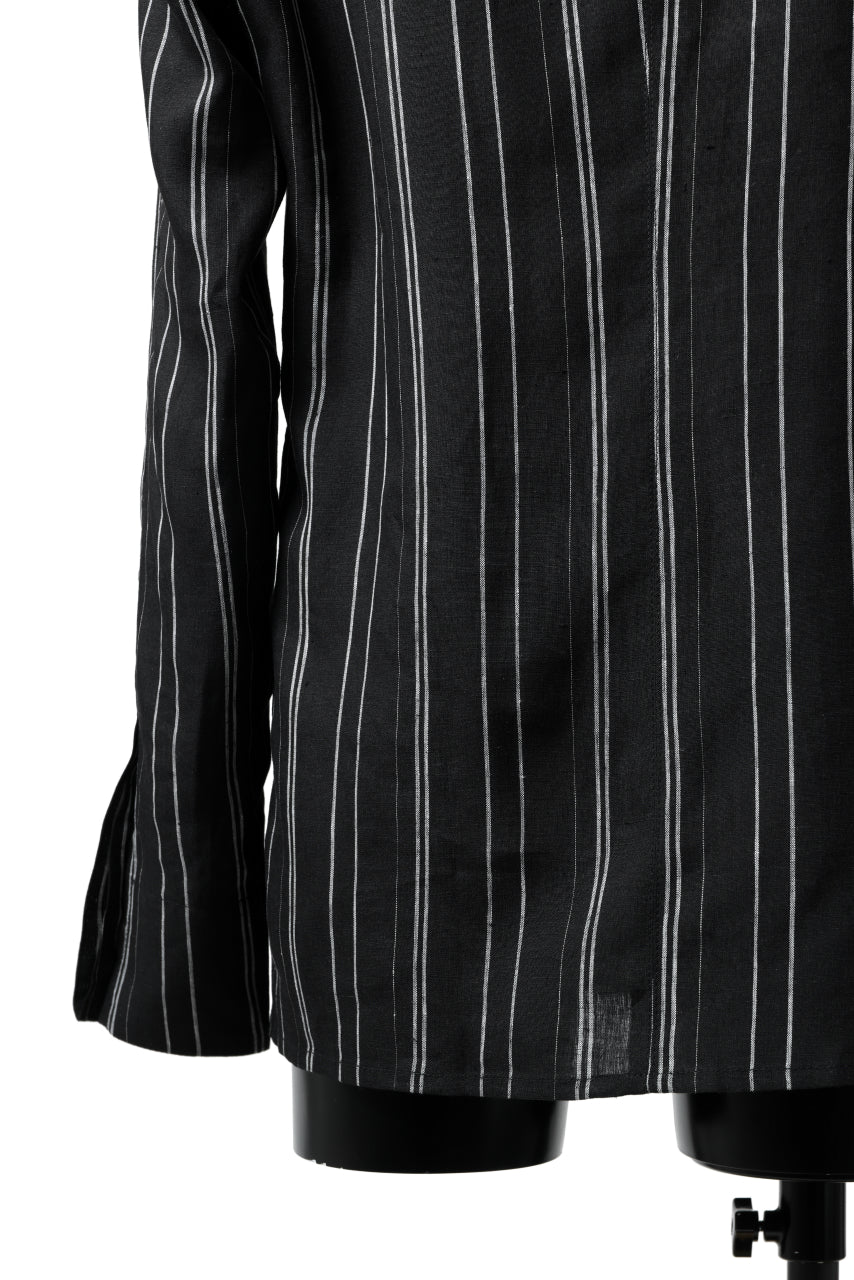 Hannibal. Stand Collar Shirt / Jorma 126. (BLACK STRIPED) - Image 15
